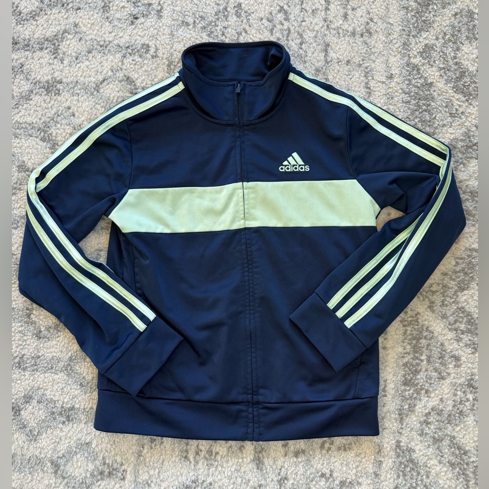 Adidas Boys Navy Green Tracksuit size 8 - Picture 5 of 15